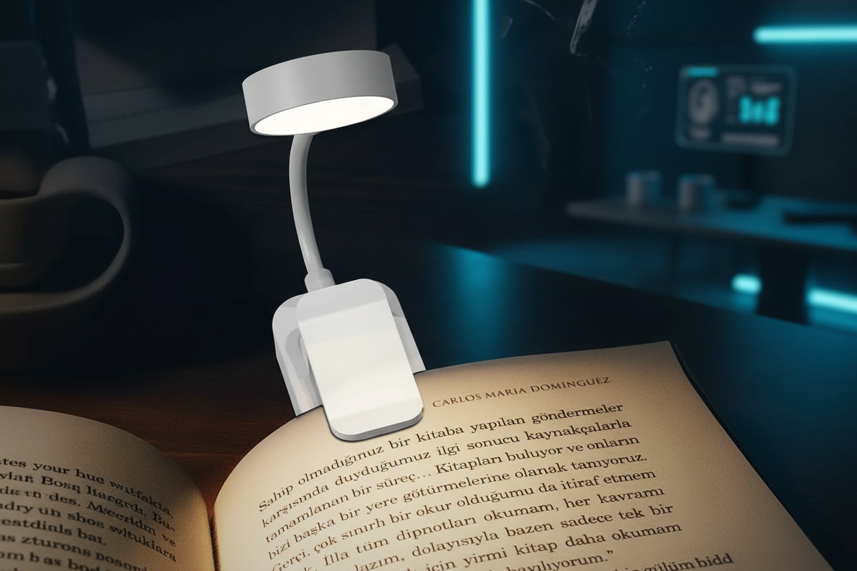 Folding Mini Clip Book Lamp USB Rechargeable LED Night Light 3 Modes Eye Protection Stepless Dimmable Flexible Bedroom Reading